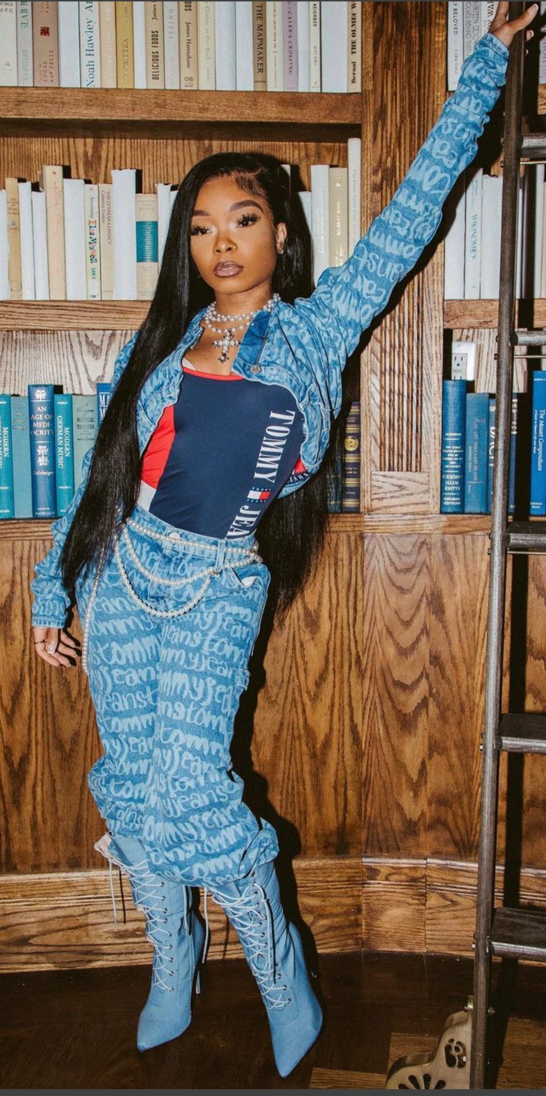 Sienna Satin x Denim Boots