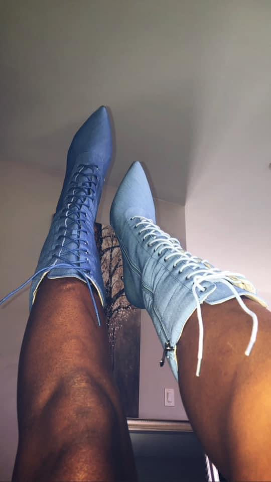 Sienna denim knee-high boots
